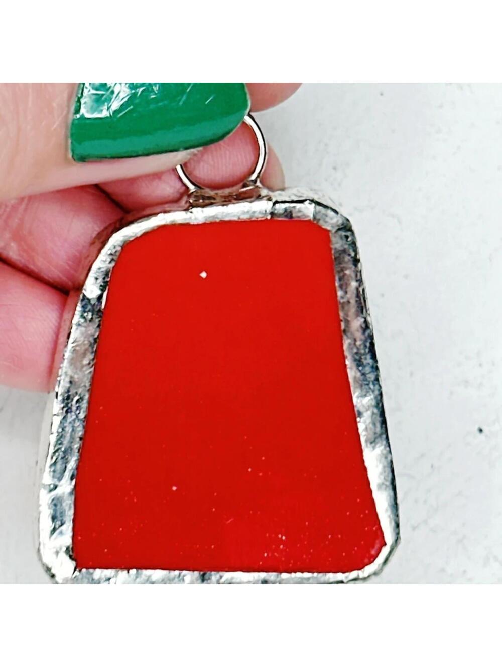 982L. Red Ceramic Pendant - Picture 5 of 9